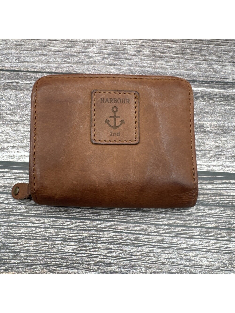 VTG Harbour 2nd Cognac Leather Zip Pouch Wallet Preppy Quite Luxury Classic